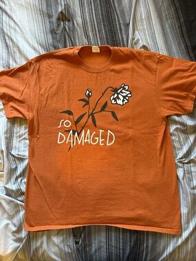 So Damaged Graphic Tee - Rust Orange Port & Company Mens size XL